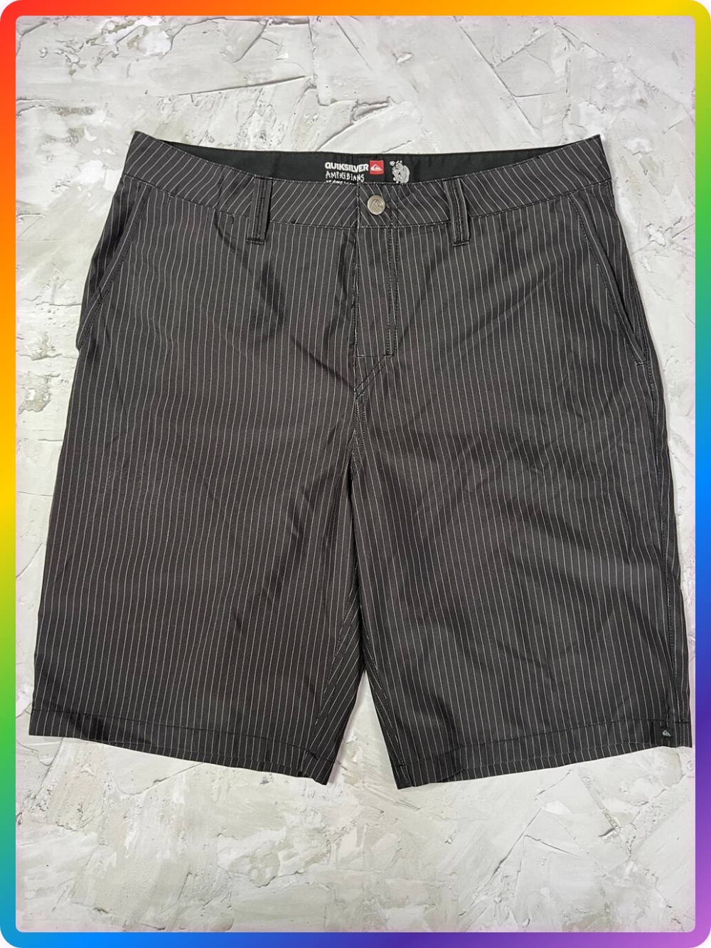 Quiksilver Amphibians Black Grey Pinstripe Hybrid Shorts Mens SIZE 33